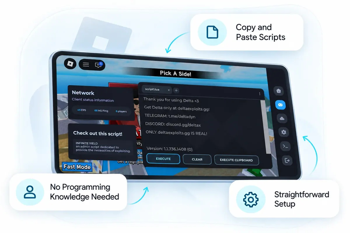 Delta Executor: copie e cole scripts, sem necessidade de conhecimentos de programação, configuração simples